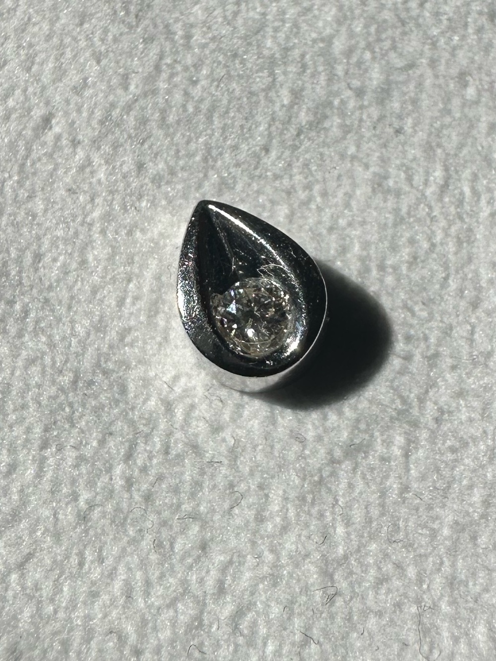 14K White Gold Diamond Teardrop Pendant